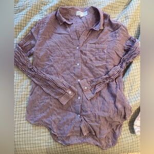 Cloth and stone red and white striped button up shirt